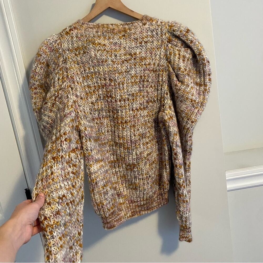 NWT Ulla Johnson Marled Wool Puff Sleeve Handmade Sweater M/L - Picture 15 of 16
